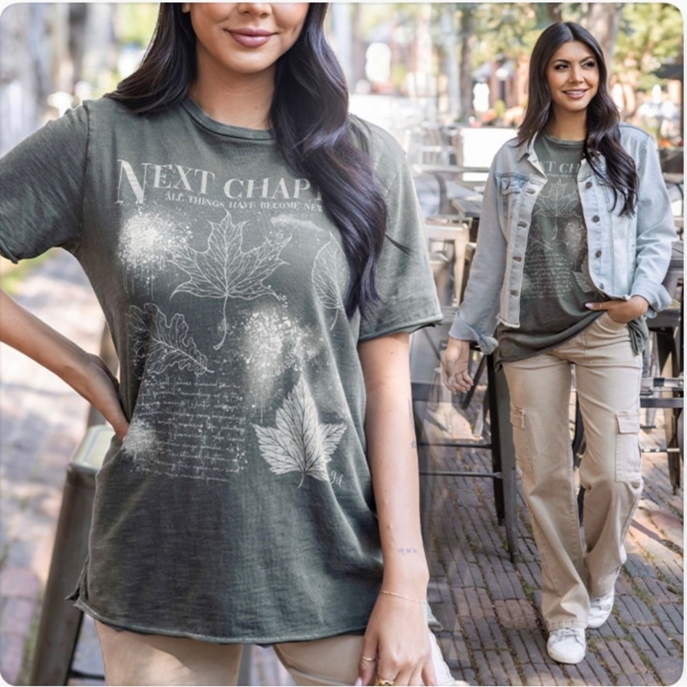 NWT Grace & Lace Mineral Washed Oversized Graphic Tee - Next Chapter